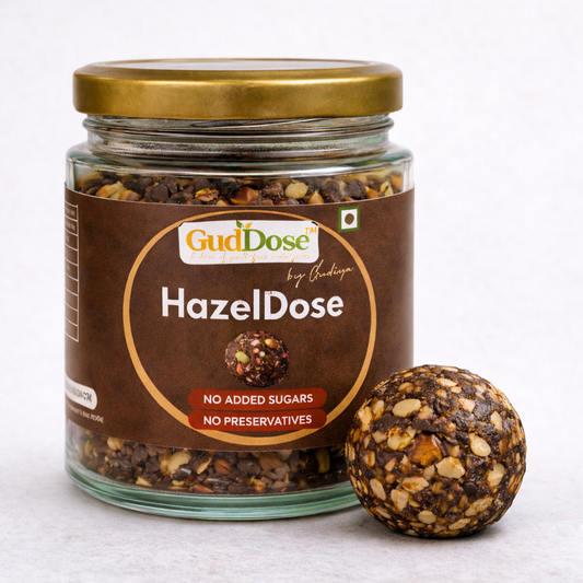 HAZELDOSE - Hazelnuts, Dates, Seeds and Dry Fruits Guilt-Free Bites | No Added Sugar | No Preservatives | High in Antioxidants & Healthy Fats | Boosts Brain Health (Pack of 12 Doses - 15g each)