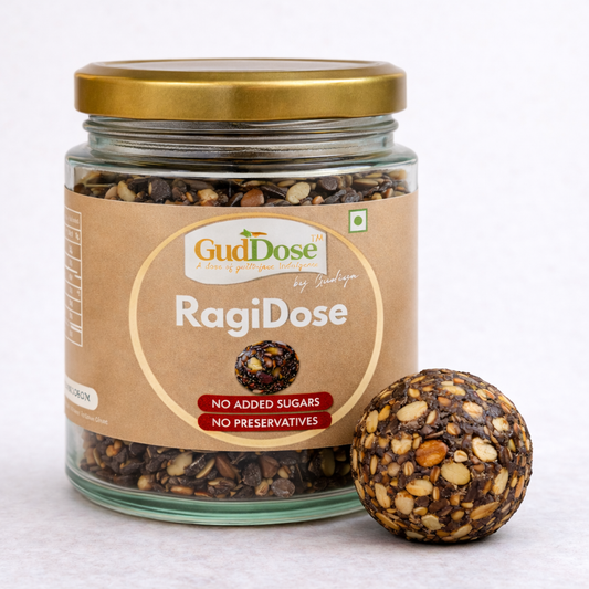 RAGIDOSE - Dates, Ragi Flour, Seeds and Dry Fruit Guilt-Free Bites | No Added Sugar | 100% Natural | High in Calcium & Iron | Natural Energy Booster (Pack of 12 Doses - 15g each)