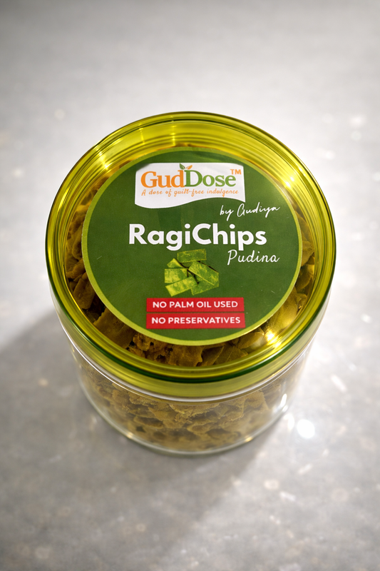 🌾 RAGICHIPS PUDINA– Crisp Ragi Goodness with Natural Pudina Seasoning | No Palm Oil | High Fiber | Guilt-Free