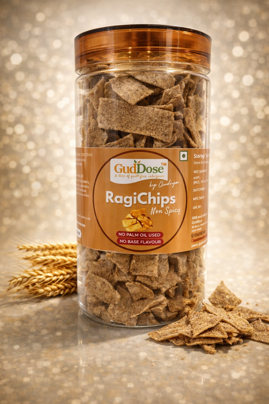 🌾 RAGICHIPS LESS SPICy – Crisp Ragi Goodness with Light Natural Seasoning | No Palm Oil | Kid-Friendly | Guilt-Free