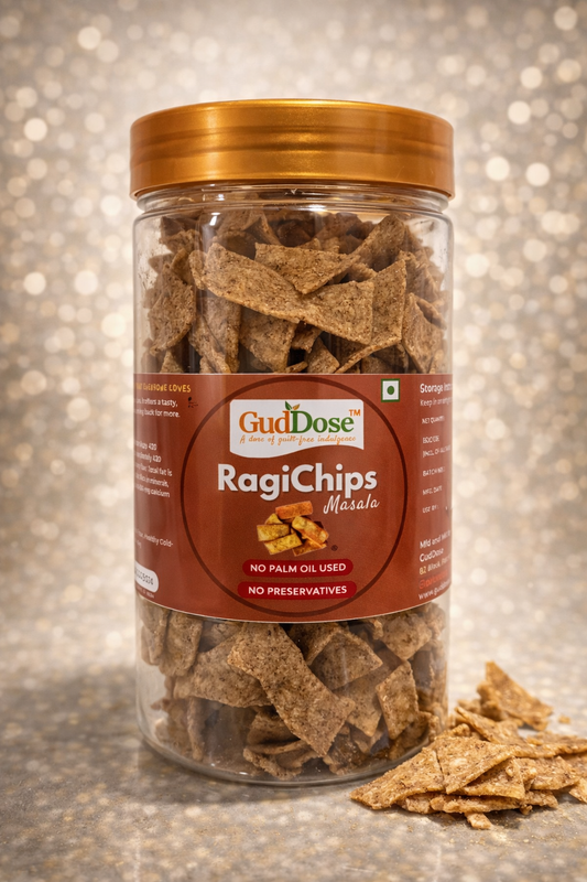 🌾 RAGICHIPS MASALA – Crisp Ragi Goodness with Natural Peri Peri Seasoning | No Palm Oil | High Fiber | Guilt-Free