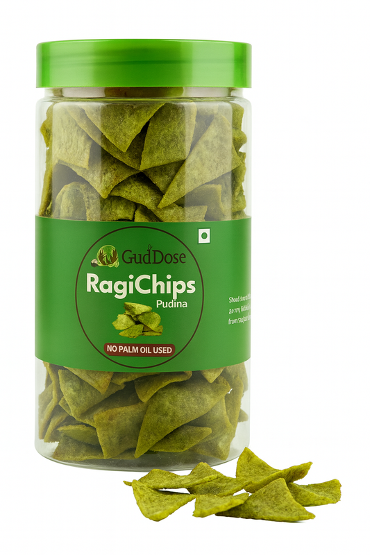 🌾 RAGICHIPS PUDINA– Crisp Ragi Goodness with Natural Pudina Seasoning | No Palm Oil | High Fiber | Guilt-Free