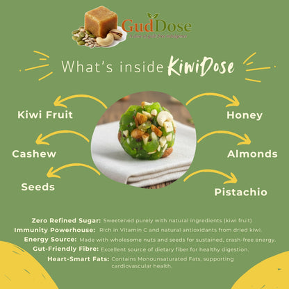 KIWIDOSE -  Kiwi, Seeds & Dry Fruits Guilt-Free Bites | No Added Sugar | No Preservatives | High Protein | Boosts Immunity | Enhances Skin Health
